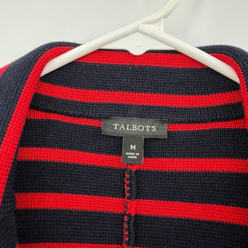 Talbots blue red stripe blazer knit heavy nautical size medium - Picture 3 of 8